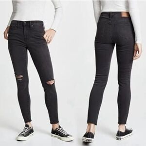 Madewell High Rise 9” Skinny Jeans Raw Hem Charcoal Size 27